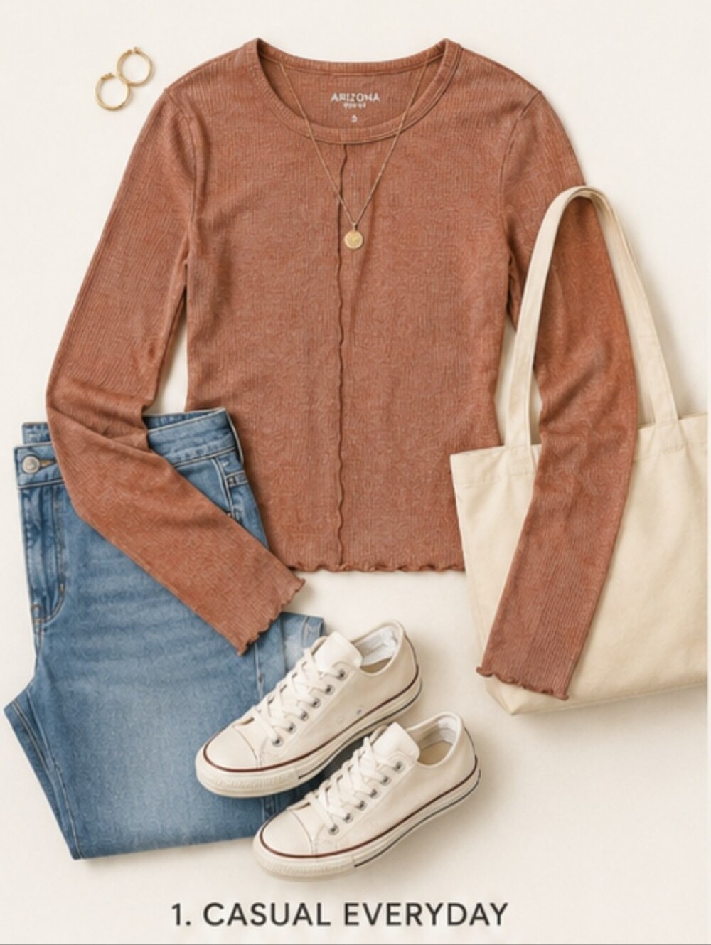 Arizona Jean Co. Women's Long Sleeve Top. Tan